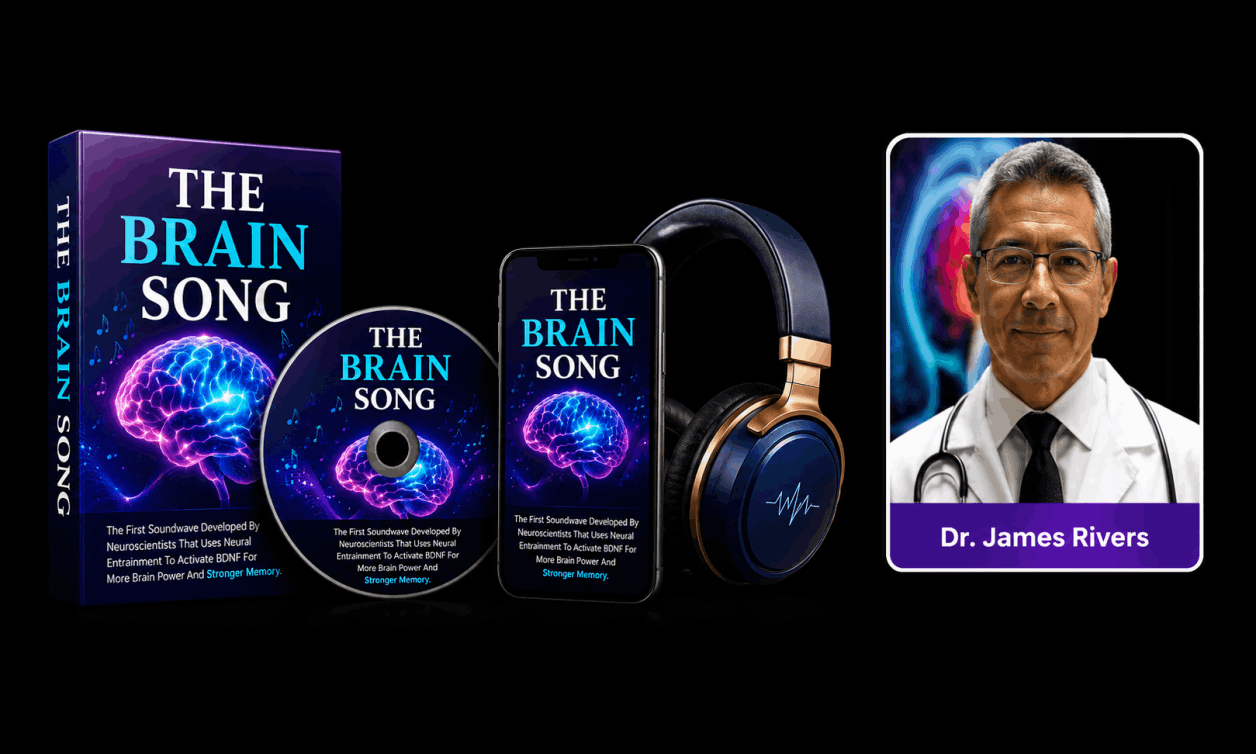 The Brain Song by Dr. James Rivers featuring digital audio, CD, headphones, and mobile access.