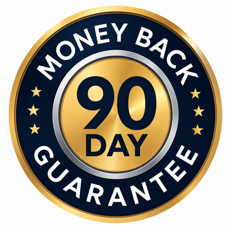 90-Day Money-Back Guarantee badge for The Brain Song audio program.